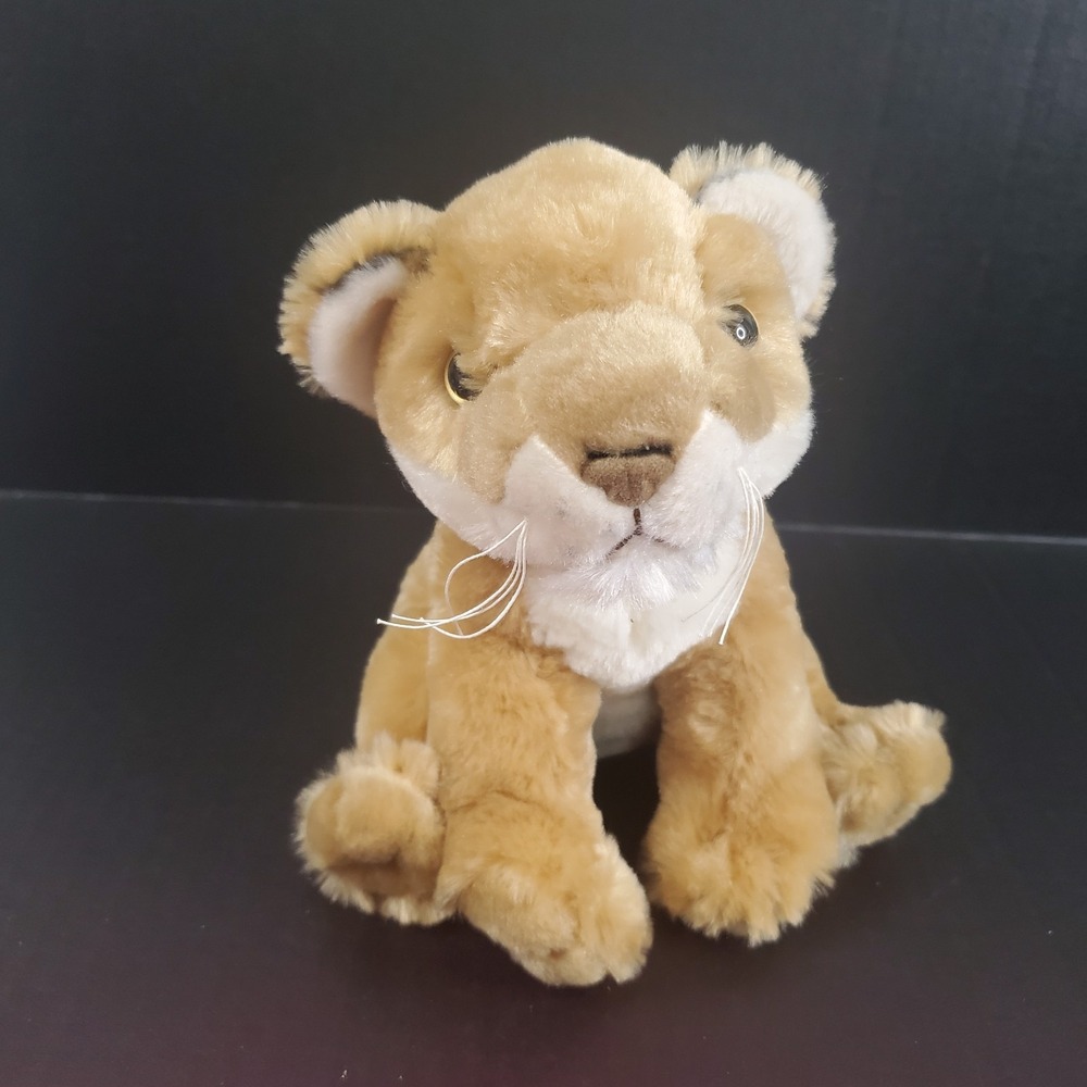 Adventure Planet Lion Tan Lioness Cub Plush 8" Stuffed Jungle Animal Sitting